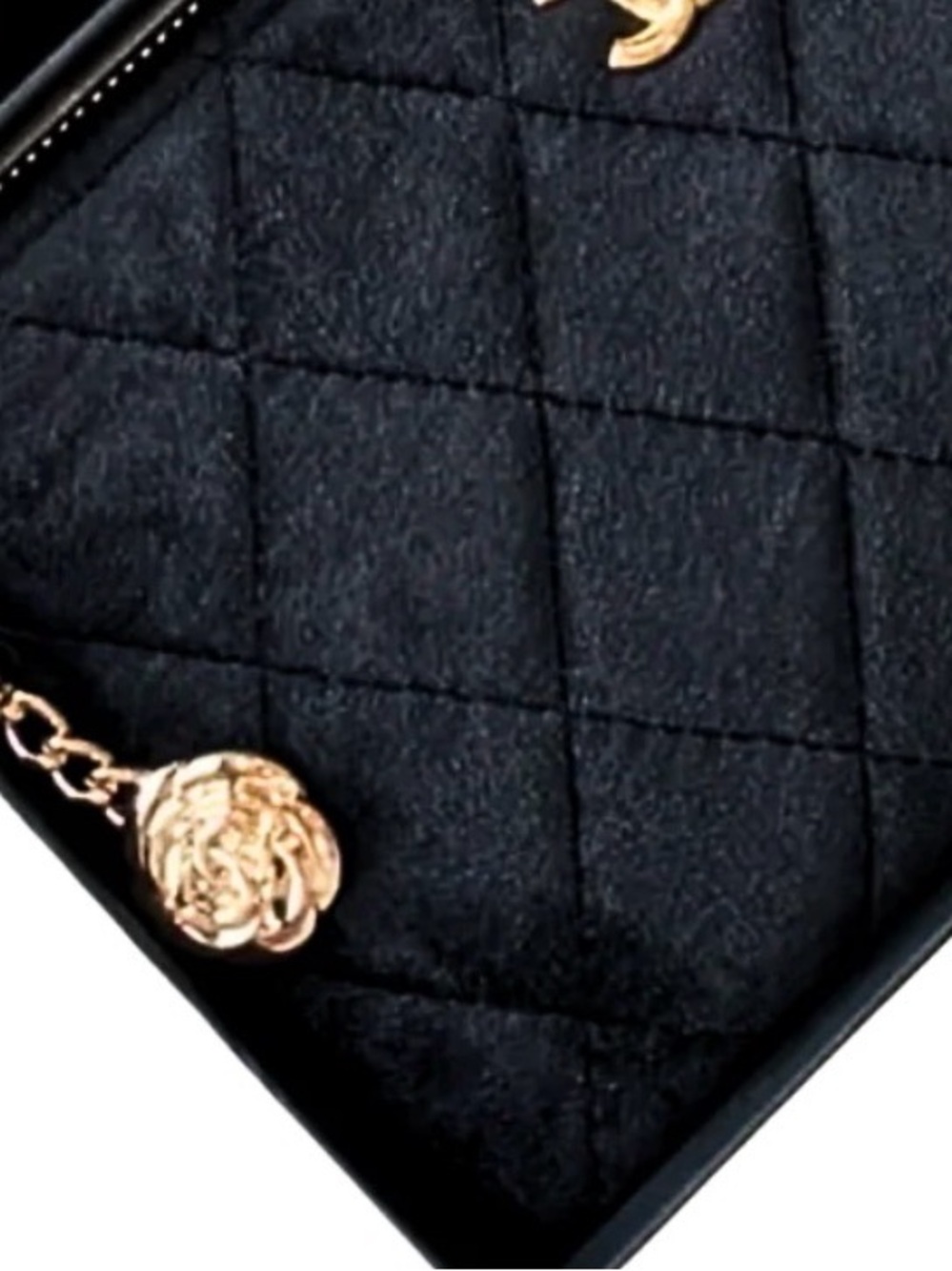 Black Quilted Clutch with Gold Hardware; New!